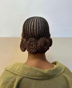 Braided Bun with Rosette Design