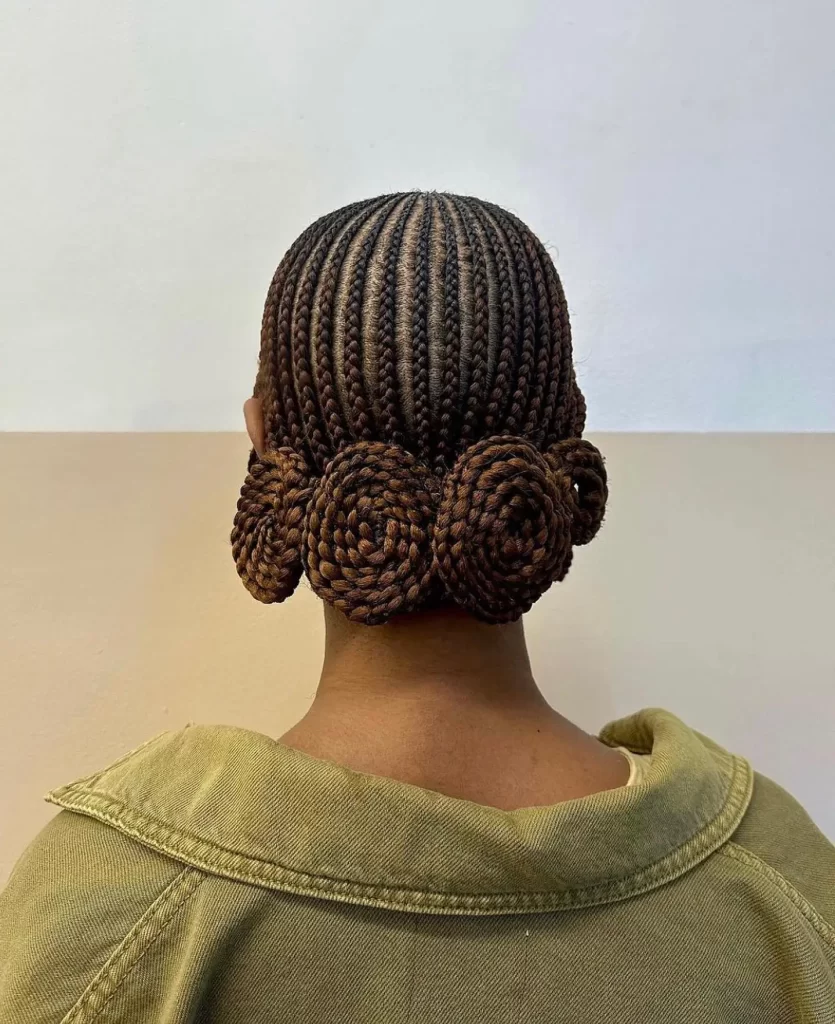 Braided Bun with Rosette Design