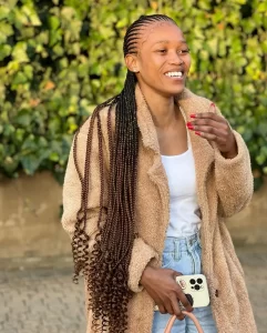 Waist-Length Feed-In Braids with Curls