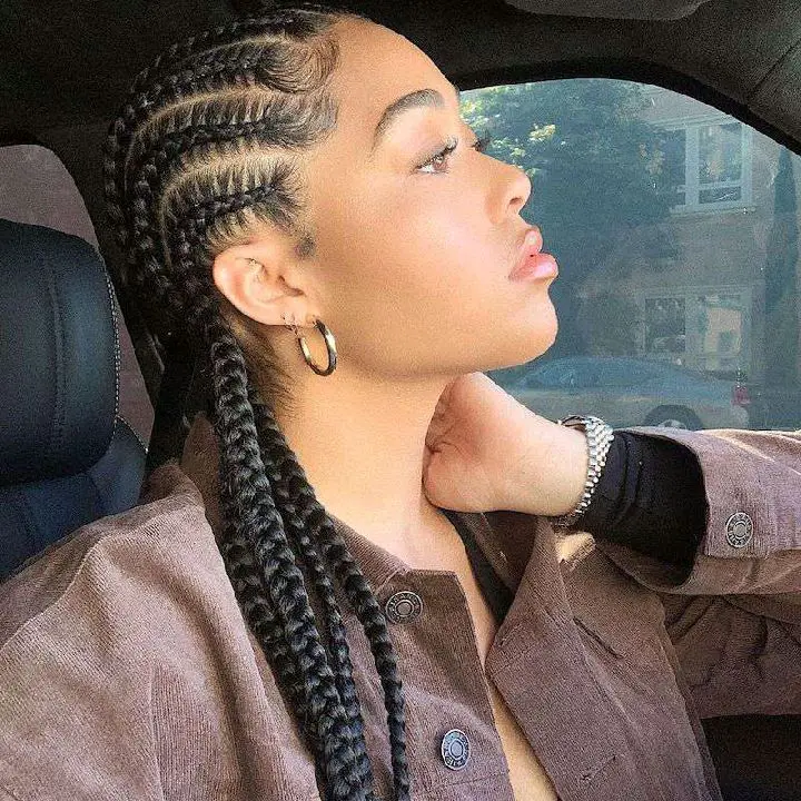 Chunky Cornrows with a Natural Look