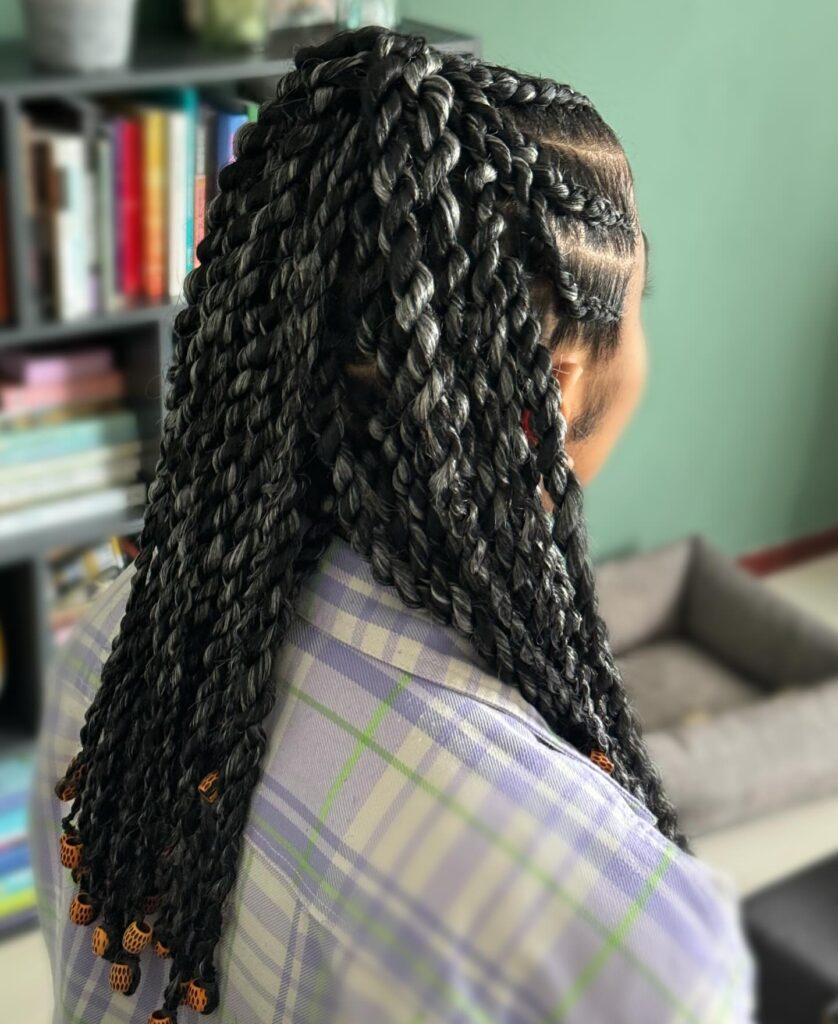 Chunky Grey Rope Twists with Beads