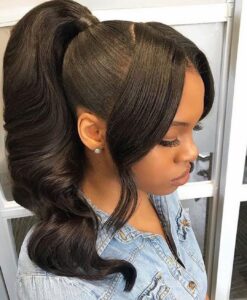 High Ponytail with Soft Curls