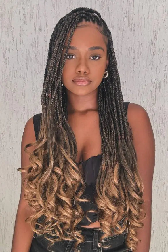 Box Braids with Loose Ombre Curls