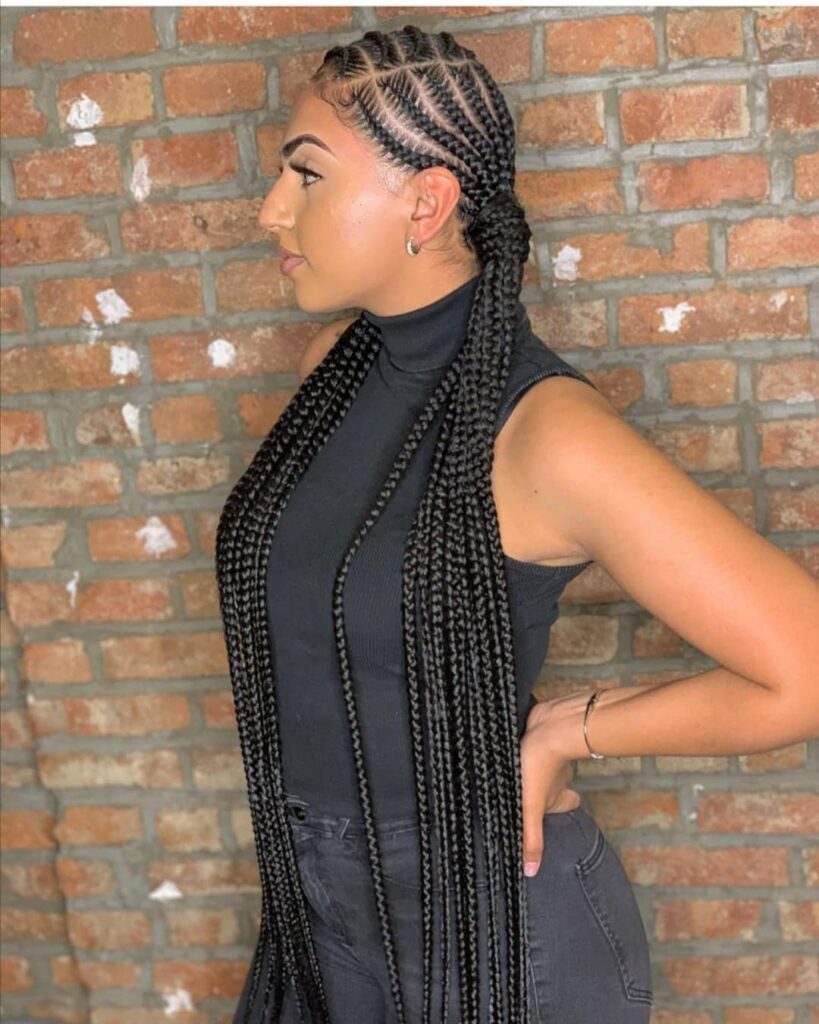 Sleek Stitch Braids with Low Bun