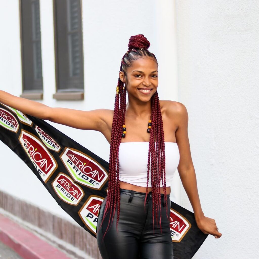 Burgundy Tribal Braids with Beads