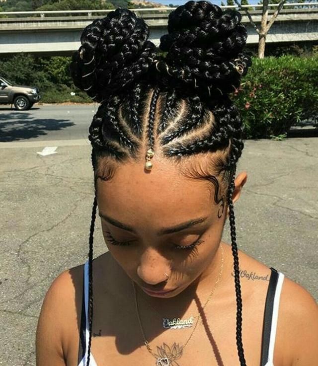 Jumbo Braids with Space Buns