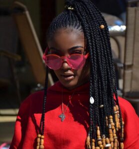High Ponytail Fulani Braids with Beads