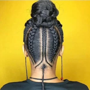 Upside-Down Fulani Braids into a Bun