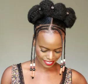 Traditional Fulani Braids with Afro Puffs