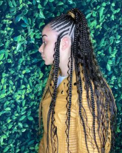 Half-Up, Half-Down Fulani Braids with Curls