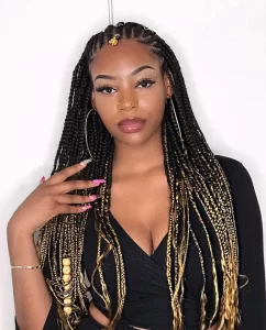Fulani Braids with Blonde Highlights & Beads