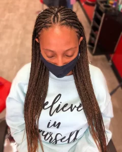 Small Knotless Fulani Braids with Brown Tones
