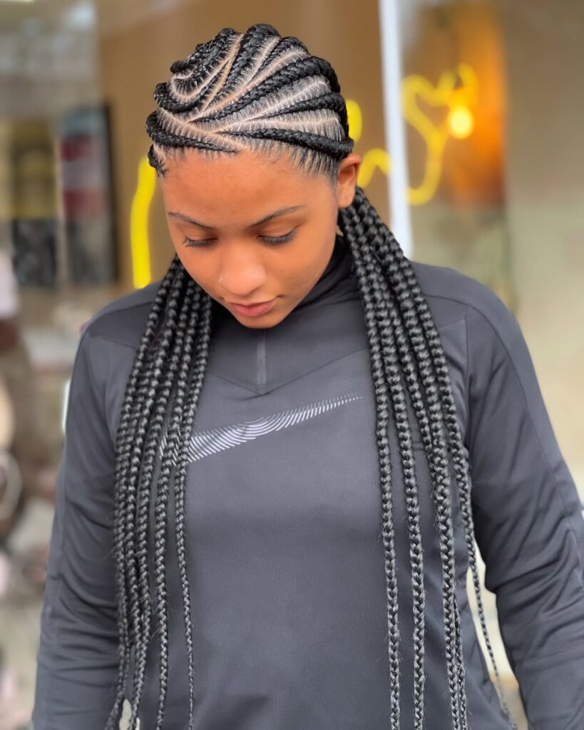 Feed-in Cornrow Braids with Length