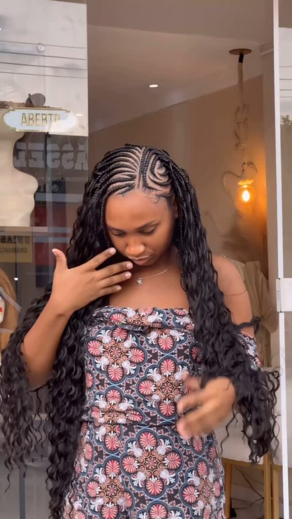 Cornrow Fulani Braids with Loose Ends